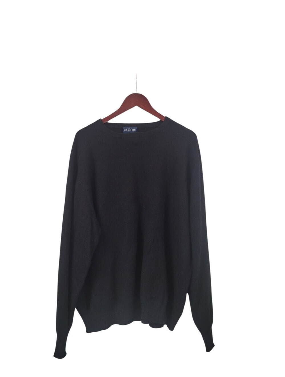 Alan Flusser Black 100% Cashmere Sweater Men's XXL Crew Neck Knit Pullover